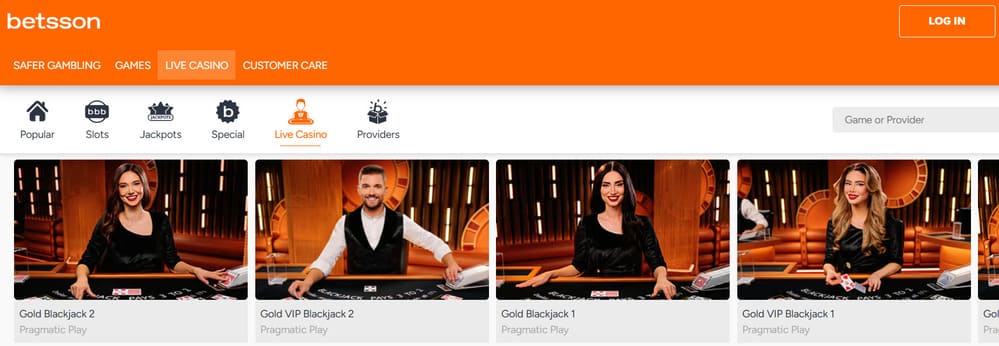 live casino betsson